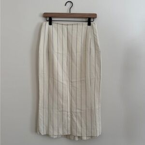 Ralph Lauren Cream Midi Skirt with Black Pinstripes